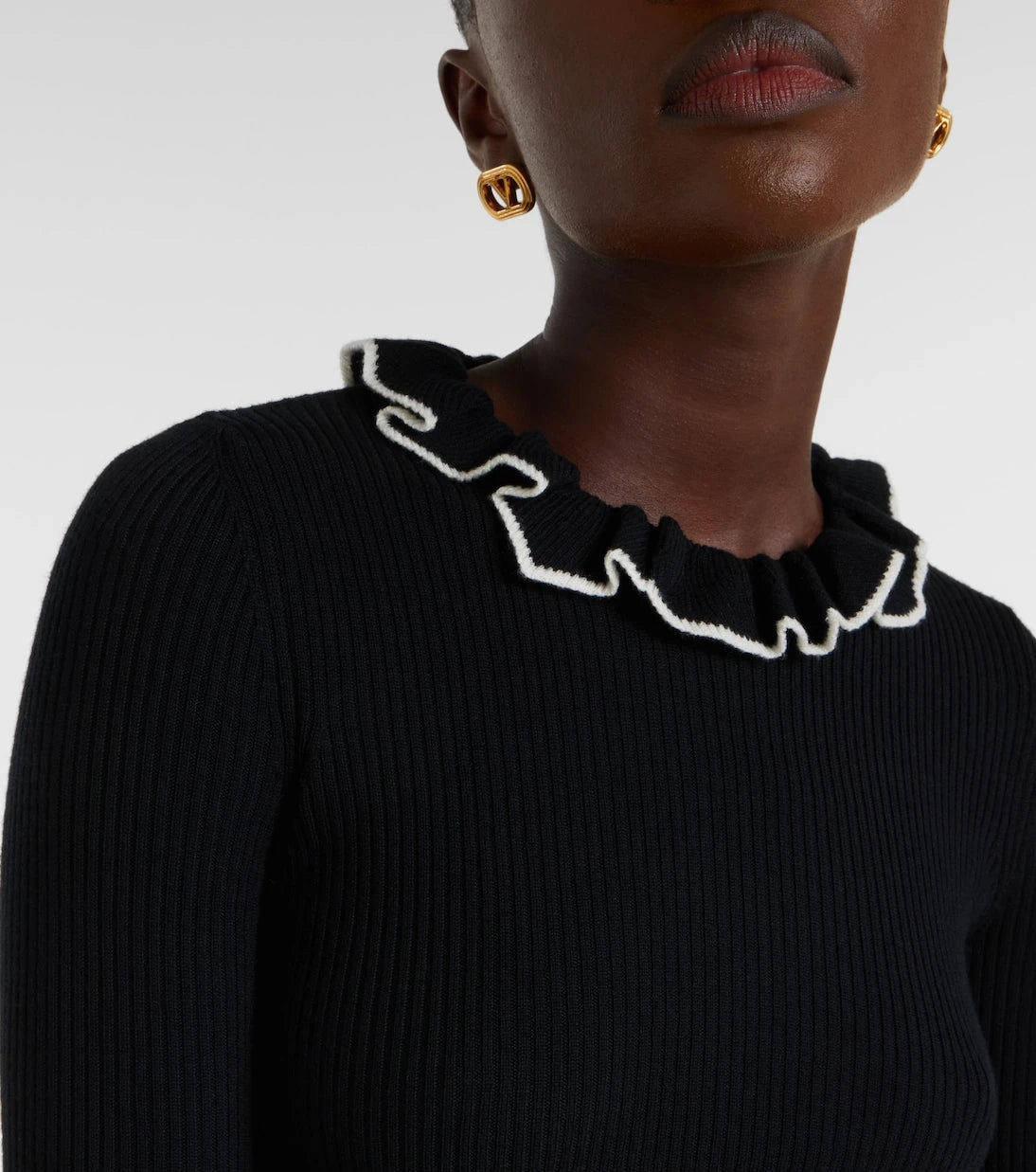 Valentino - Ruffled virgin wool sweater