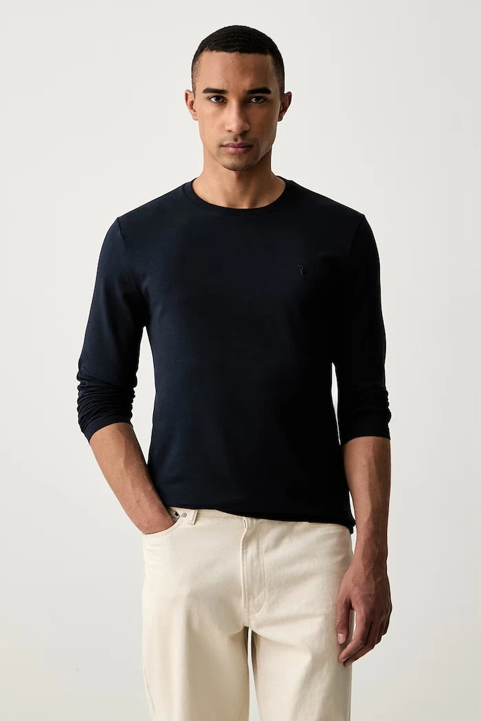 Trussardi uzun kollu erkek pamuk elastan bluz