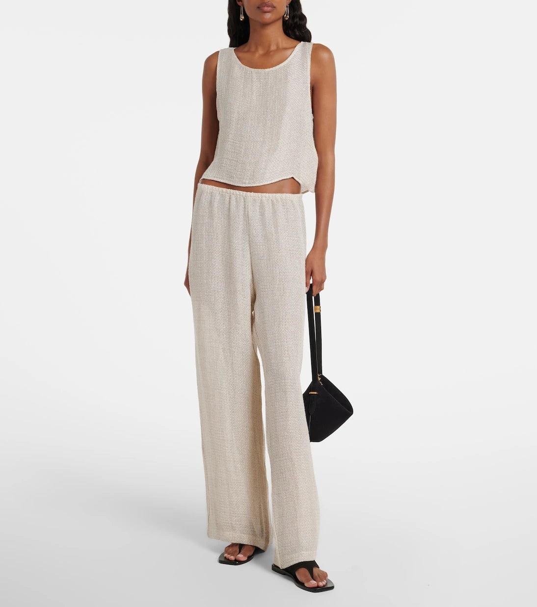 Leset - Stella sequined linen-blend tank top