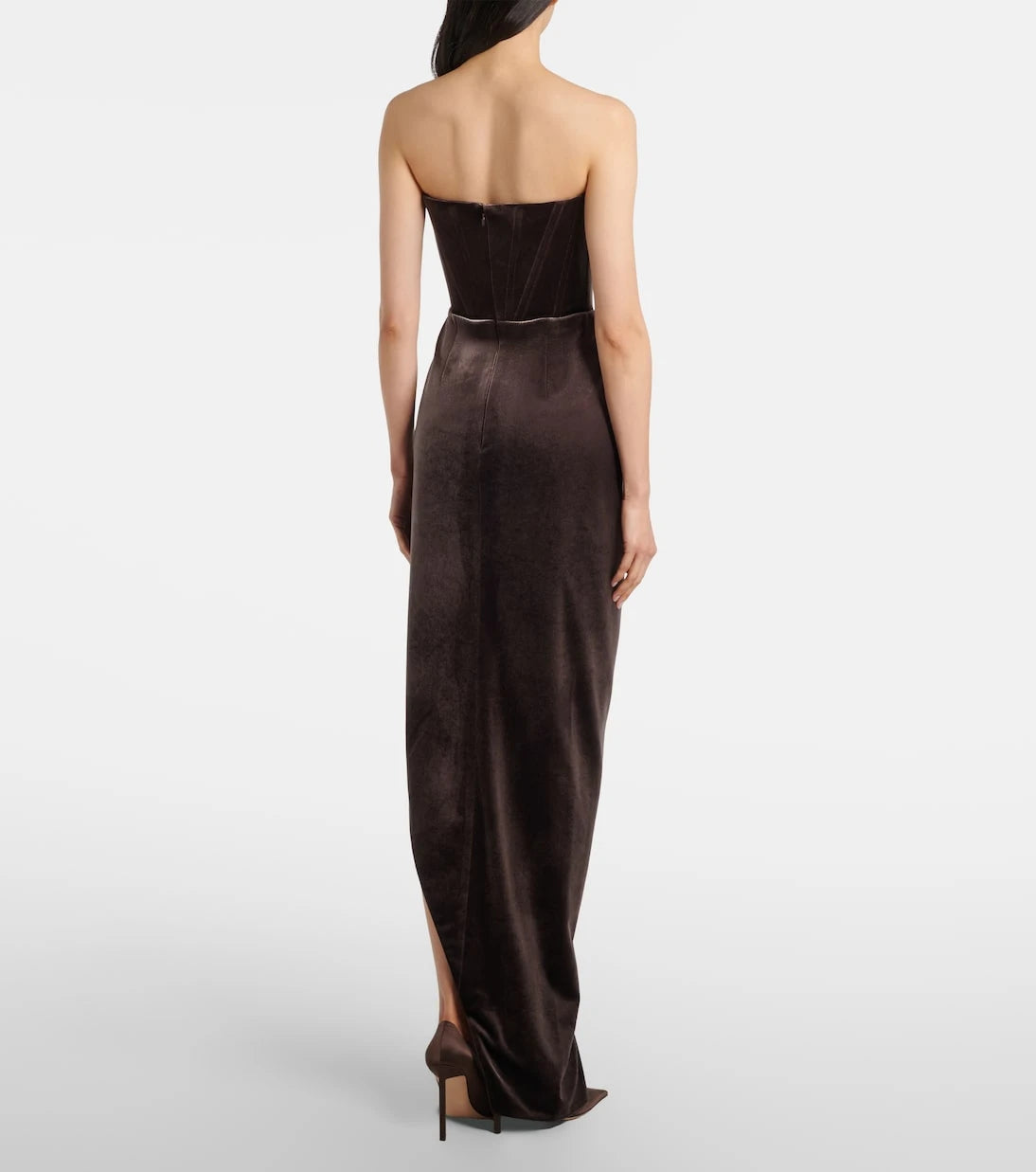 Alex Perry - Draped asymmetric velvet bustier dress