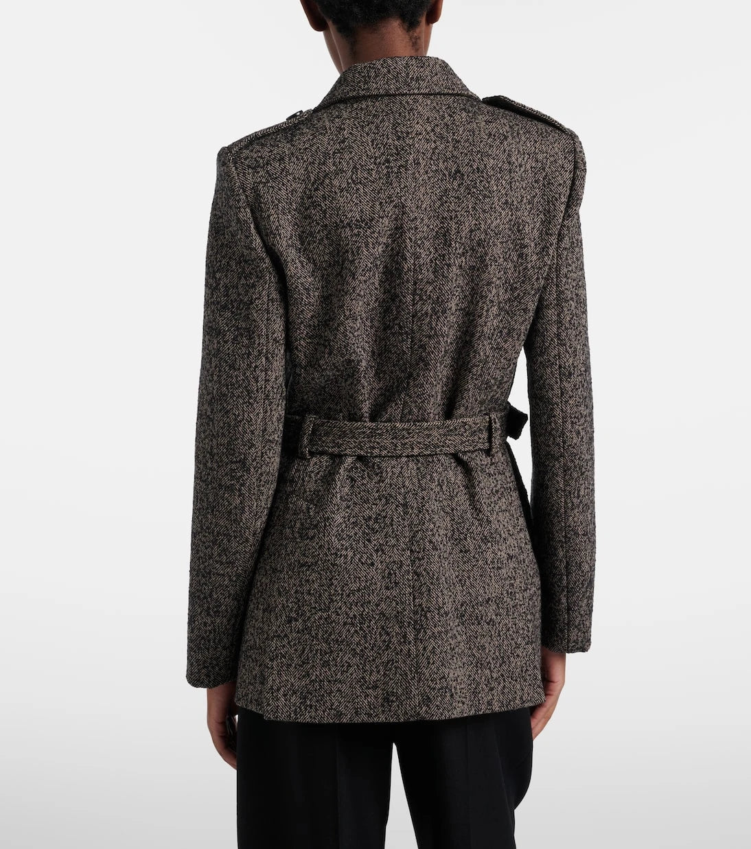 Chloé - Belted herringbone wool-blend coat