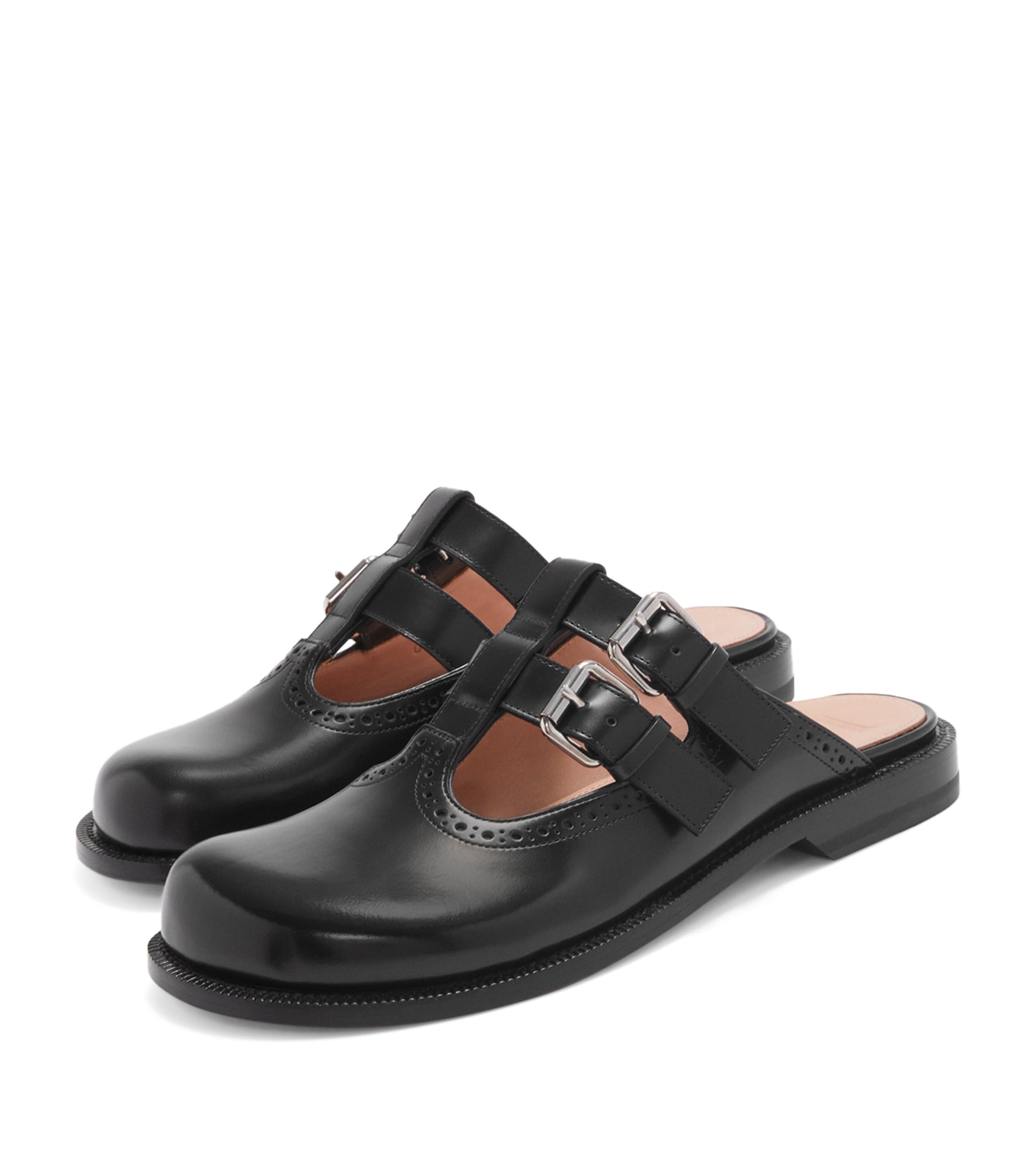 LOEWE Black Leather Campo Mary Jane Mules