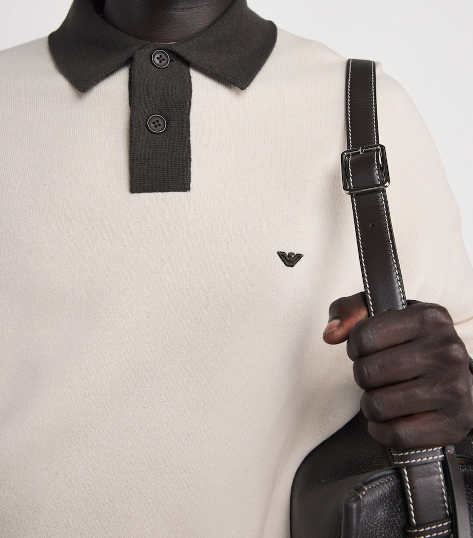 Emporio Armani Multi Virgin-Wool Logo Polo Sweater