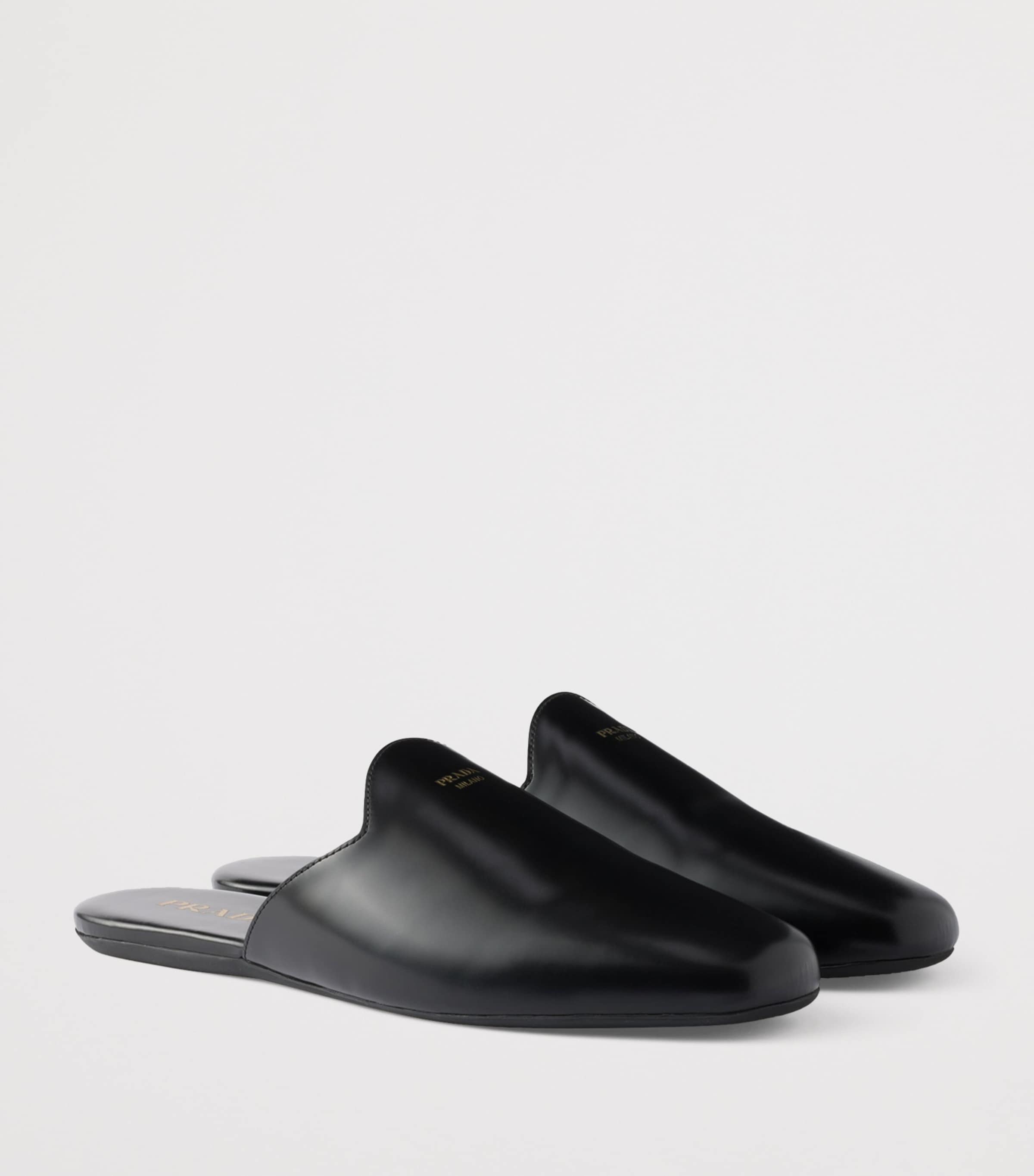 Prada Black Leather Flat Mules