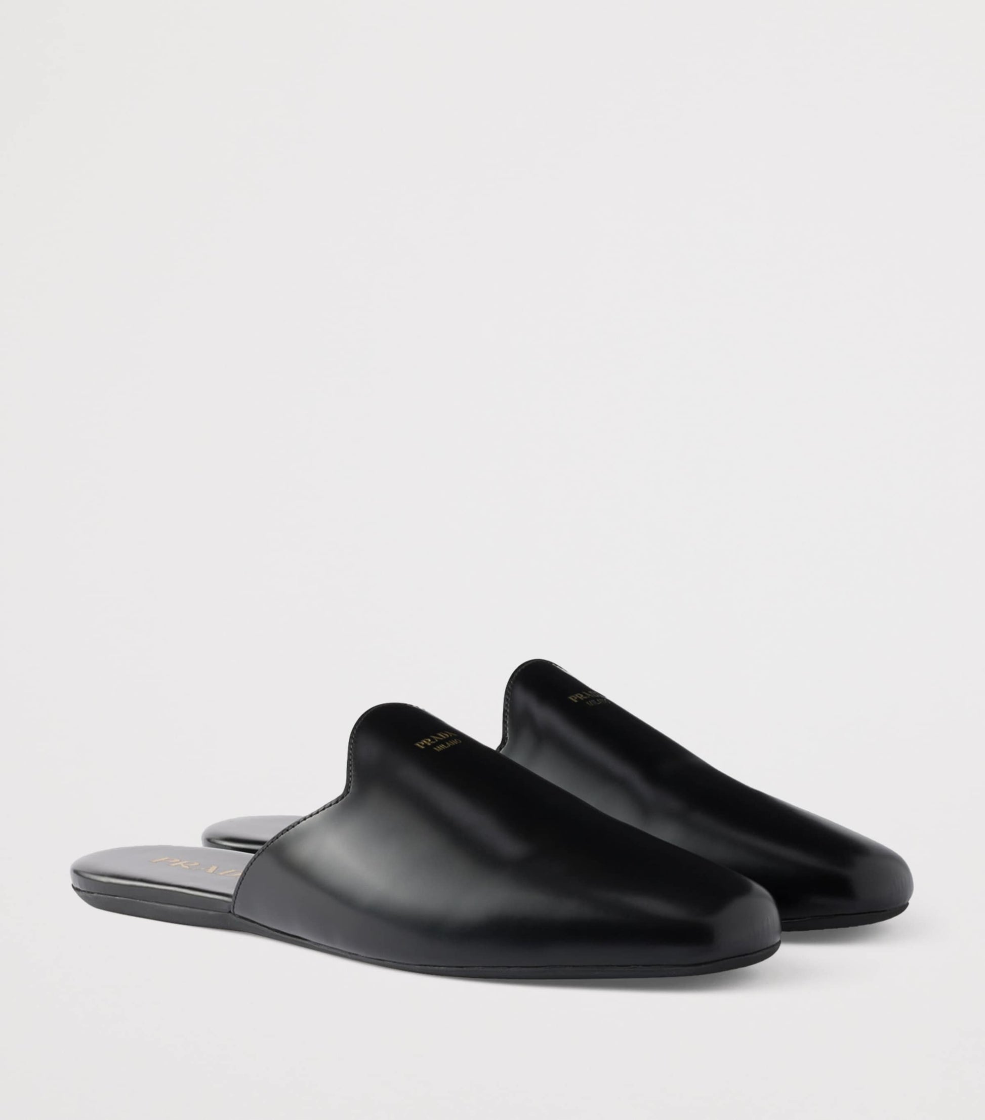 Prada Black Leather Flat Mules
