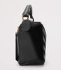 Small Leather Stripe Puzzle Edge Top-Handle Bag