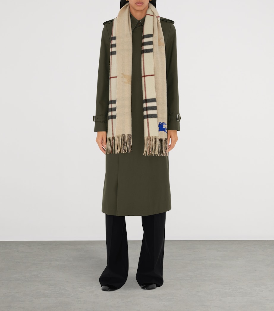 Beige Cashmere Reversible Check EKD Scarf