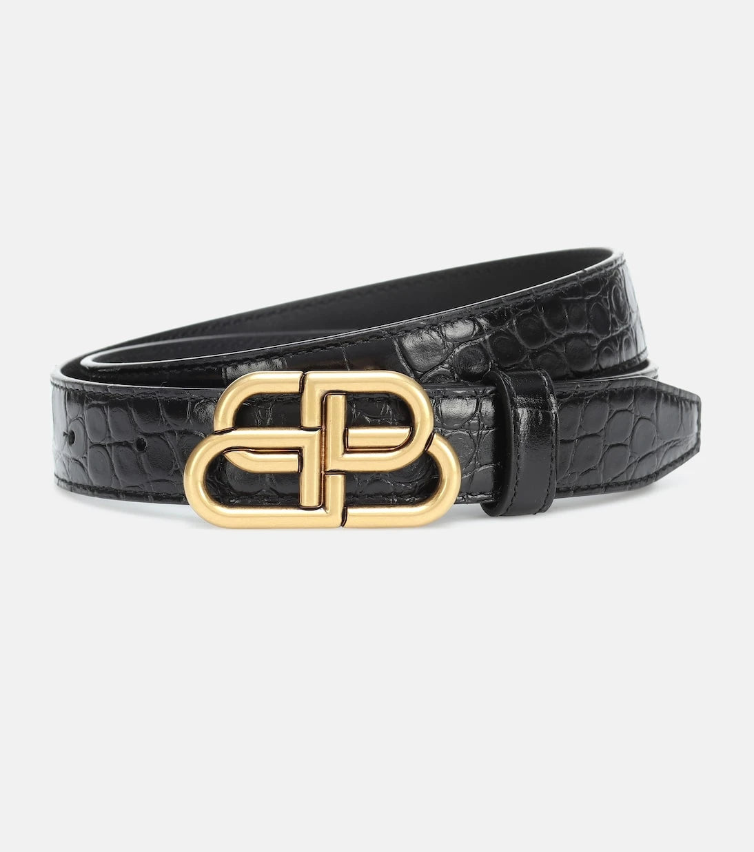 Balenciaga - BB croc-effect leather belt
