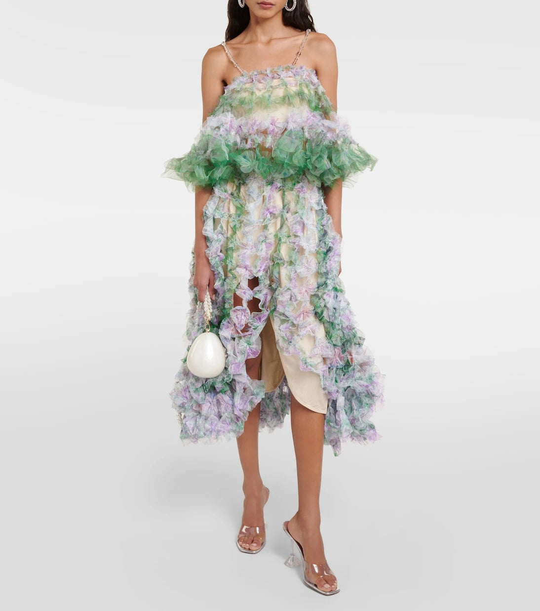 Susan Fang - Asymmetric tulle midi skirt