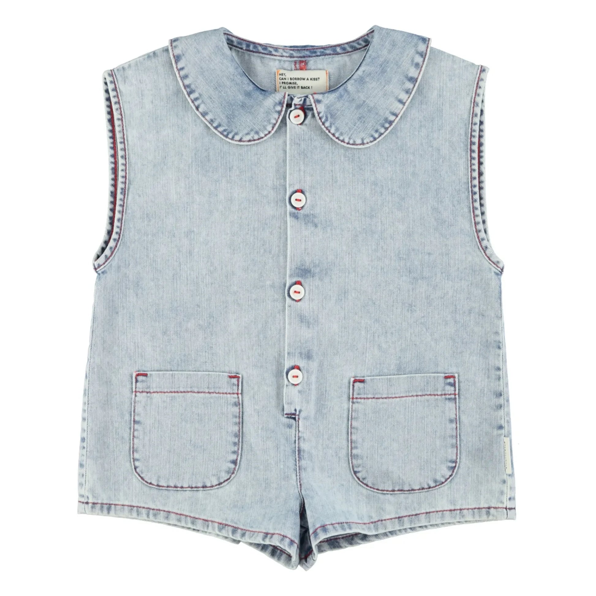 Piupiuchick - Denim Playsuit | Washed blue
