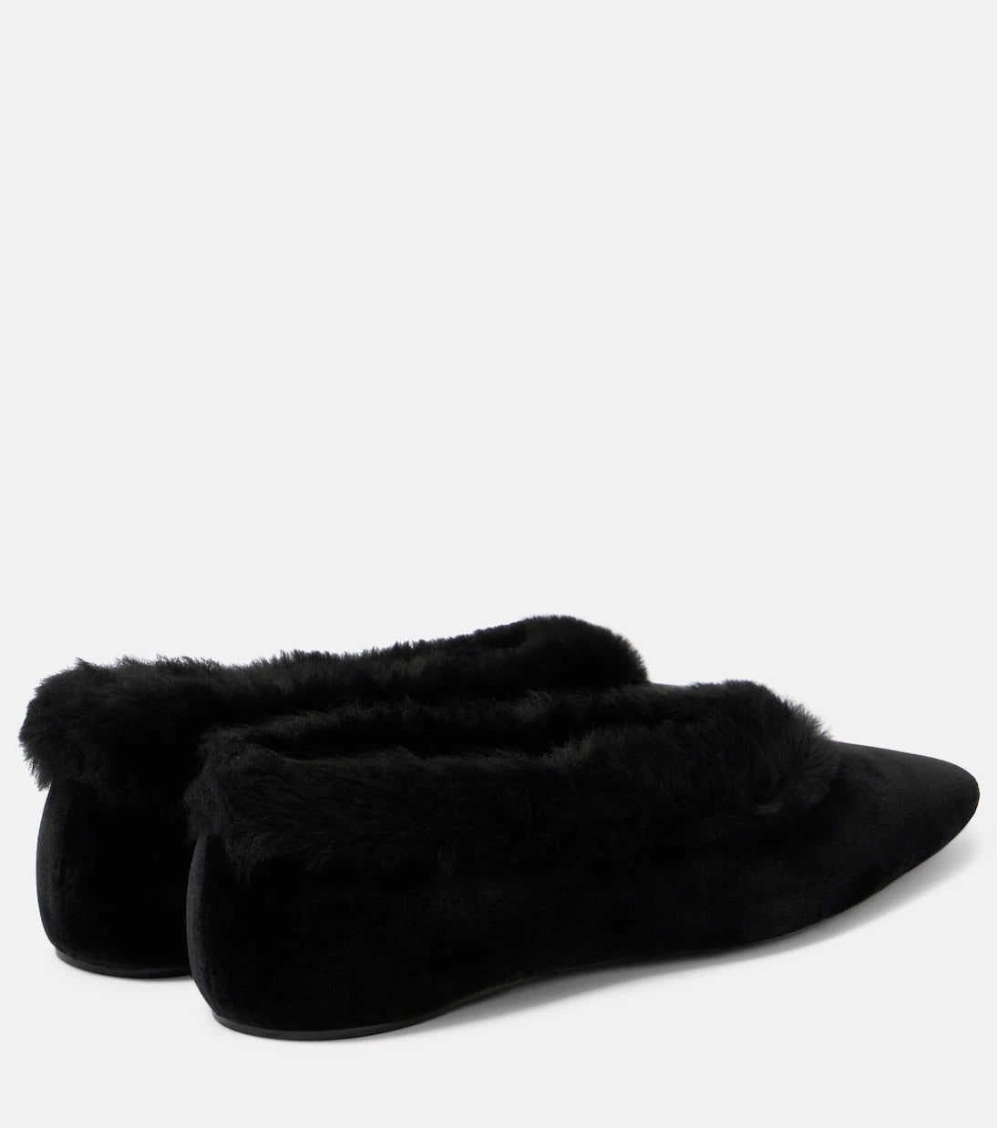 Toteme - Shearling-trimmed velvet ballet flats