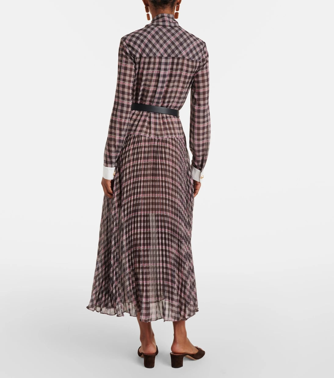 Self-Portrait - Checked chiffon midi dress