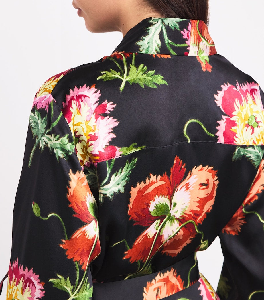 Black Silk Floral Robe