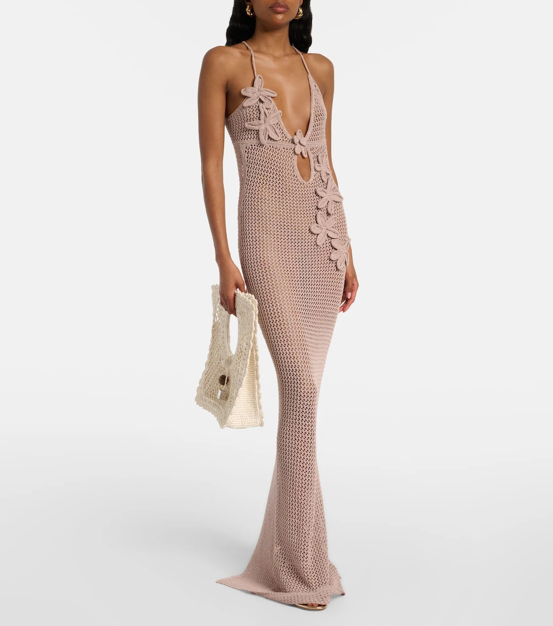 Bananhot - Hilsa open-knit lamé maxi dress