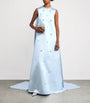 Huishan Zhang Blue Satin Embellished Amoret Gown
