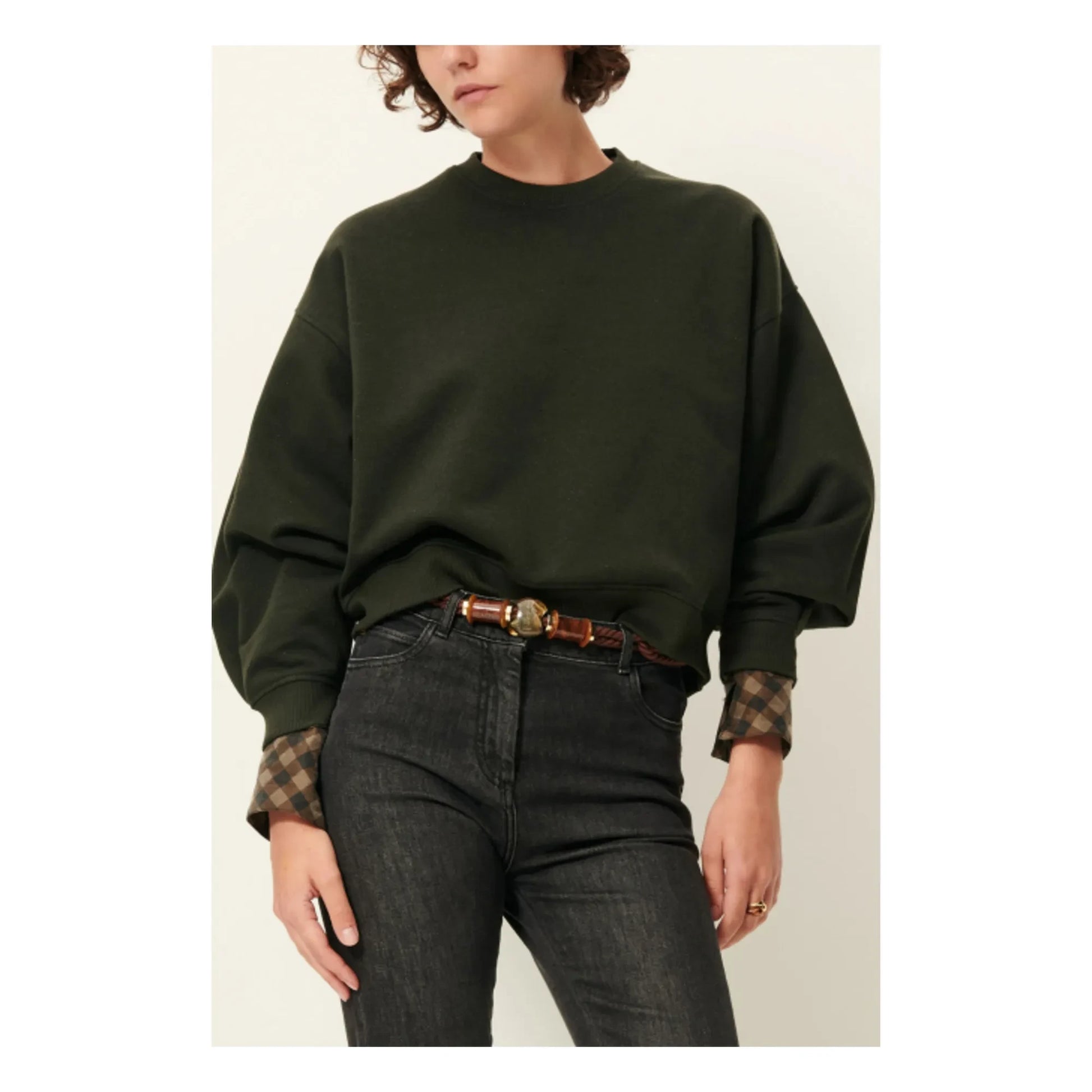 Sessùn - Yuki Metallic Sweat | Dark green
