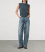 AllSaints Blue Ruched West Tank Top
