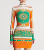 Balmain Multi Jersey Printed High-Neck Mini Dress
