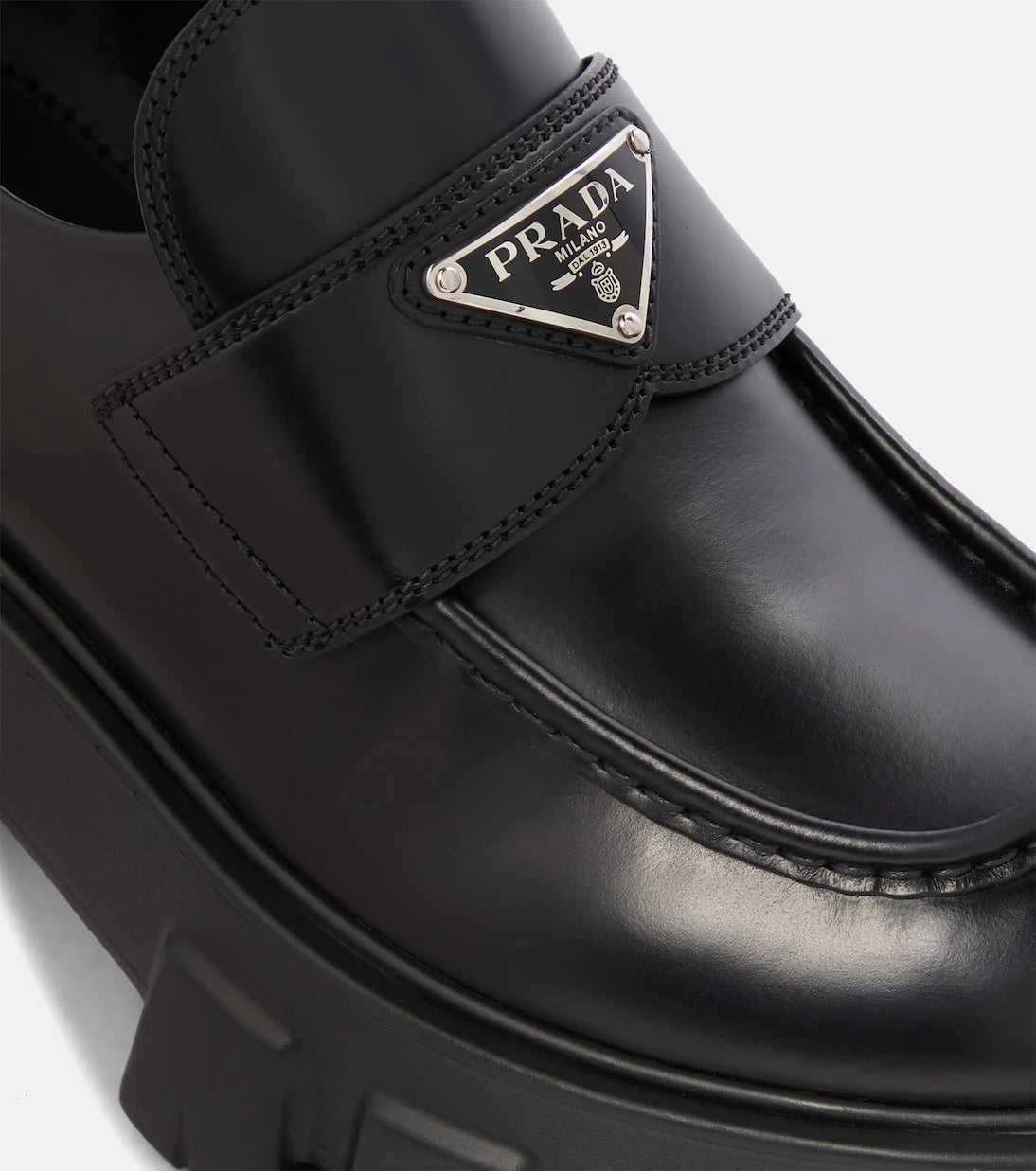 Prada - Monolith brushed leather loafers