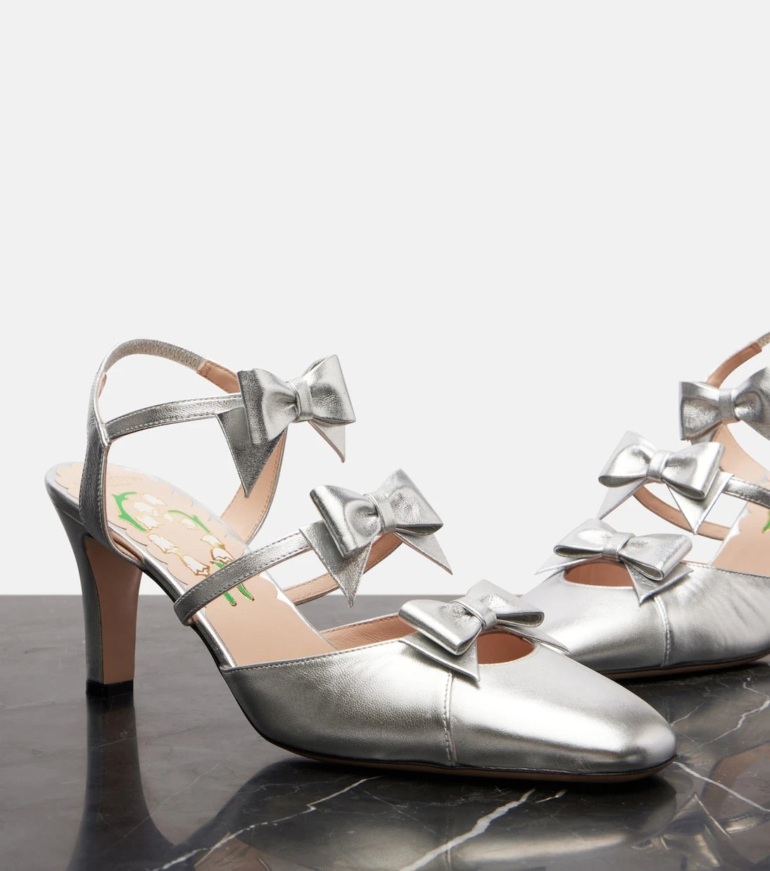 Valentino Garavani - Bowow 75 leather slingback pumps