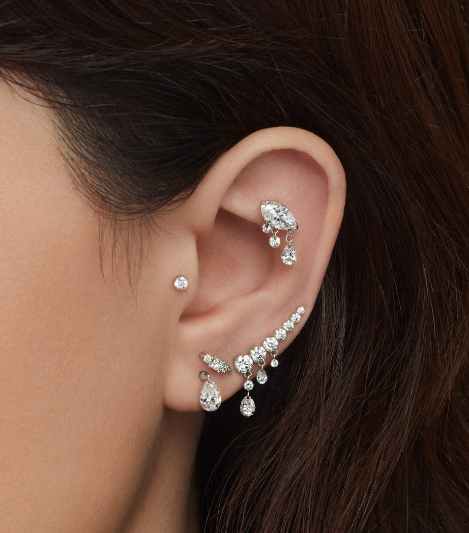 White Gold Diamond Princess Hoop Earring (6.5mm)