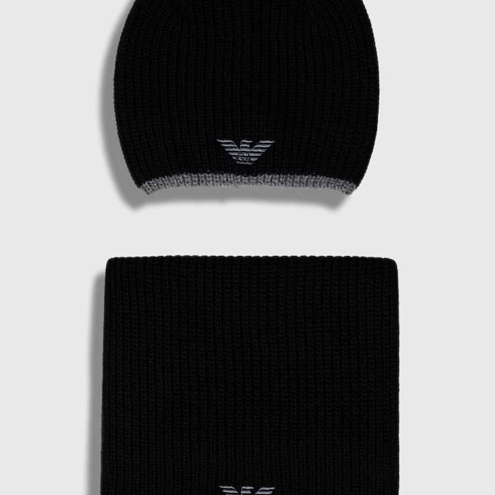 Шапка и шал с вълна Emporio Armani