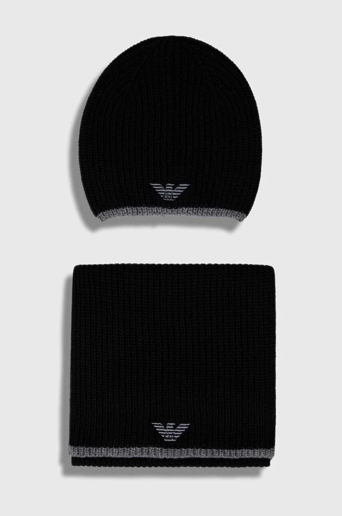 Шапка и шал с вълна Emporio Armani