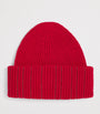 Red Wool-Silk Sparkling Ribbed Beanie