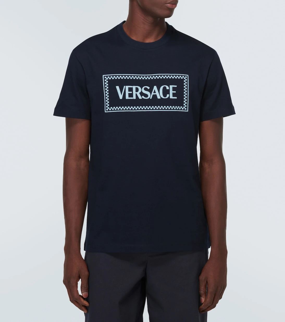 Versace - Logo embroidered cotton jersey T-shirt