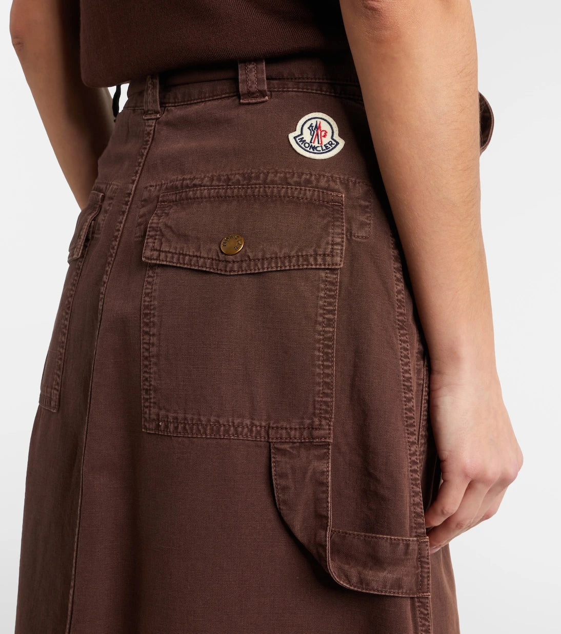 Moncler - Belted denim midi skirt