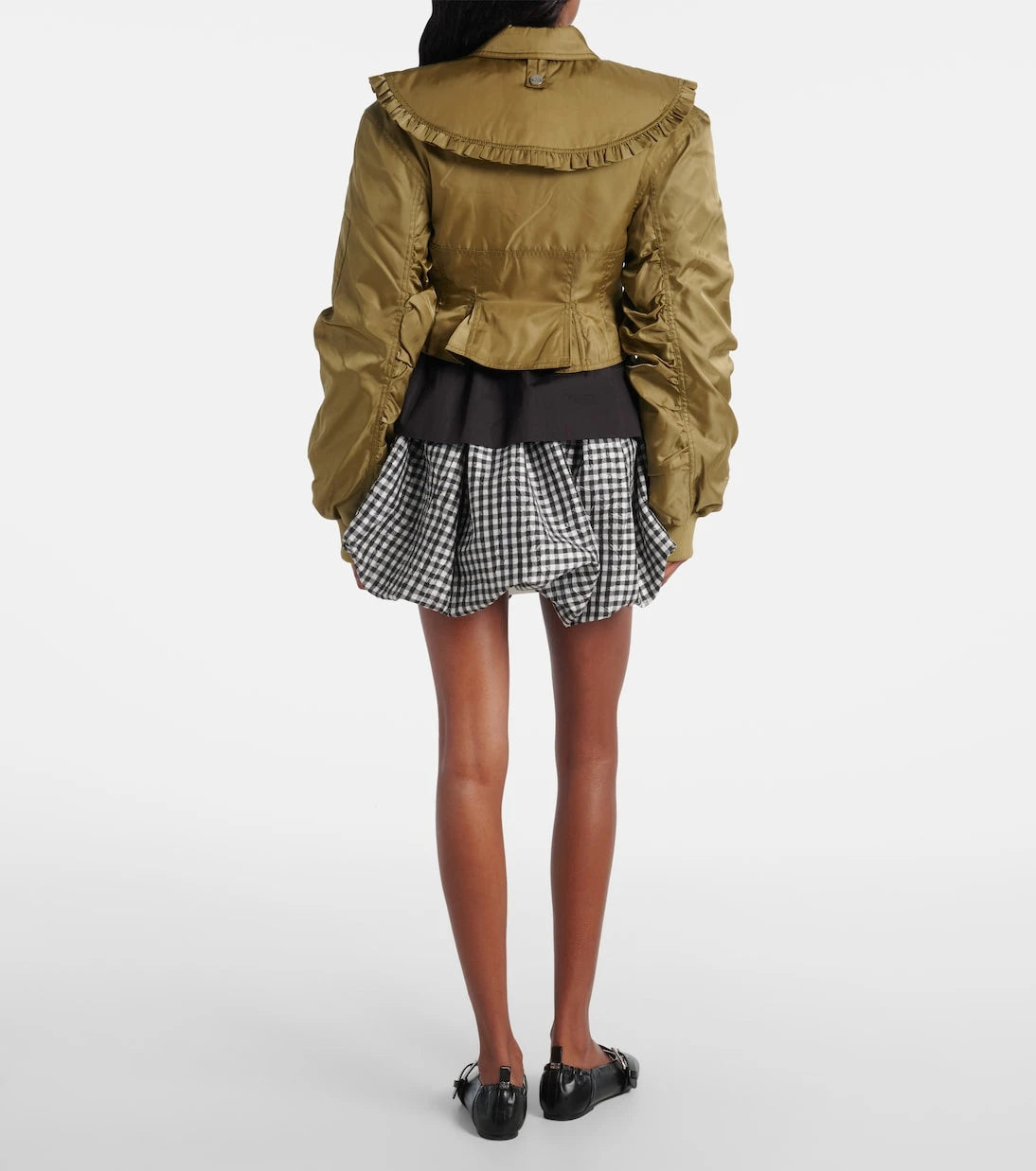 Ganni - Cropped ruched bomber jacket