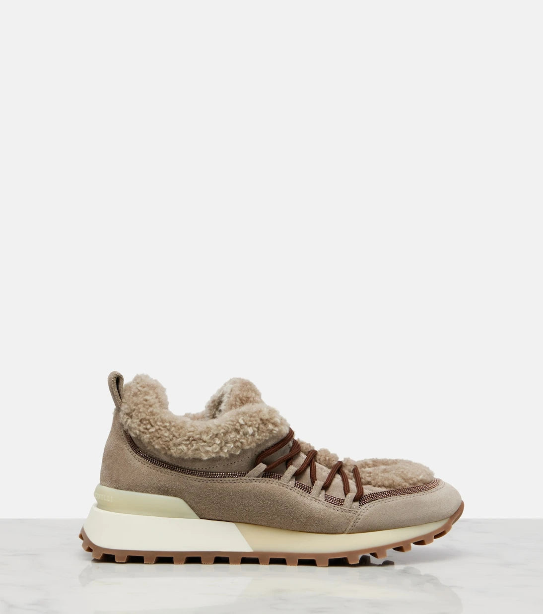 Brunello Cucinelli - Shearling-lined suede sneakers