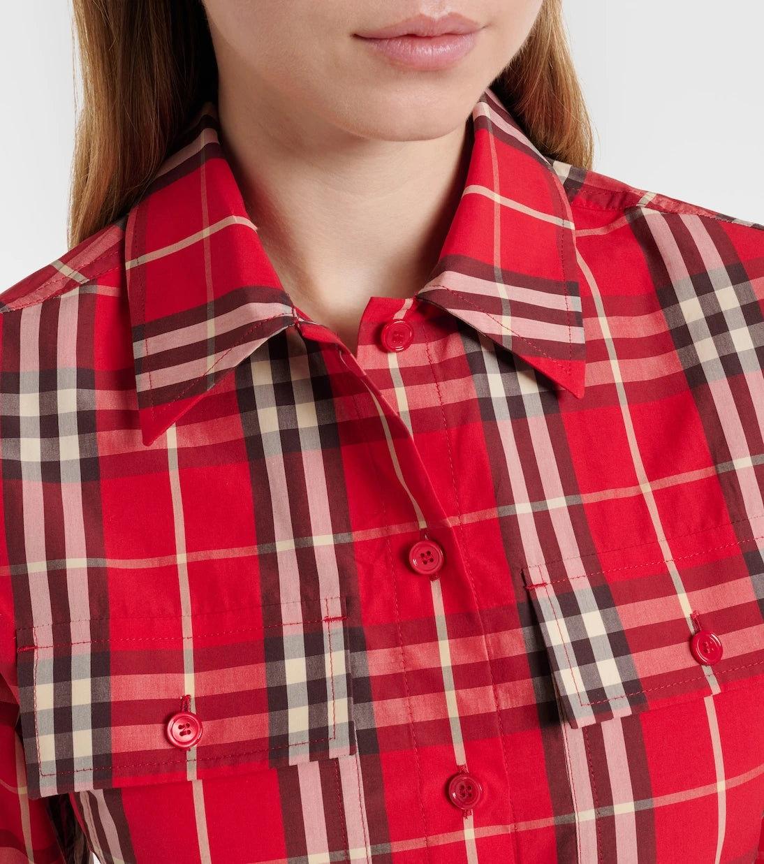 Burberry - Burberry Check peplum cotton shirt