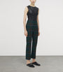 McQueen Blue Wool Tartan Tailored Trousers