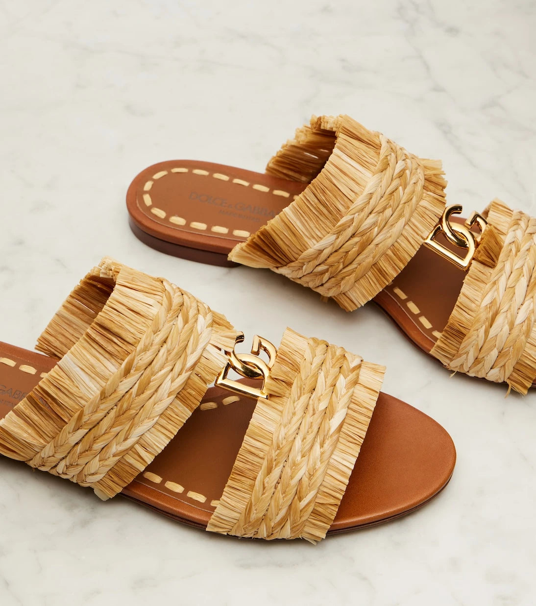Dolce&Gabbana - DG braided raffia-effect sandals