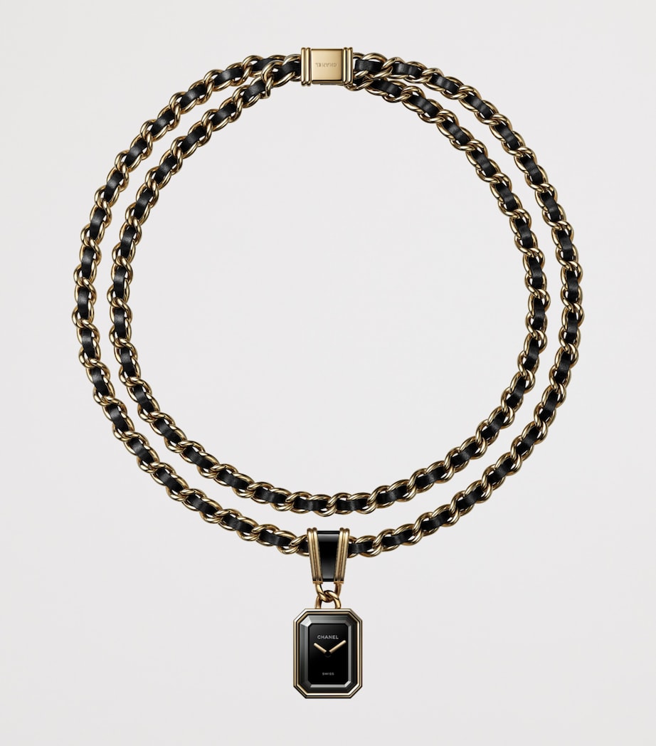 CHANEL Yellow Gold and Leather Première Iconic Chain Necklace Watch 26.1mm