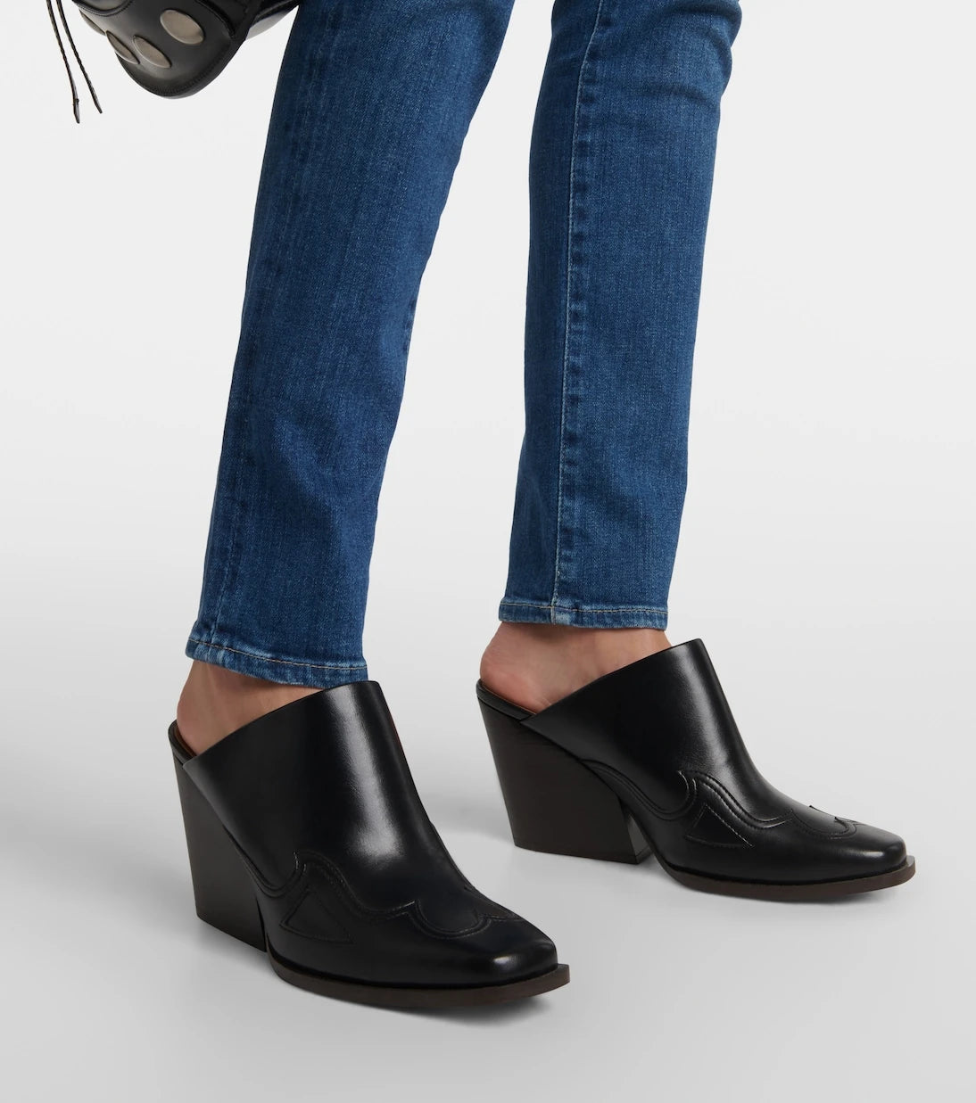 7 For All Mankind - بنطلون جينز بايبير سكيني متوسط الارتفاع