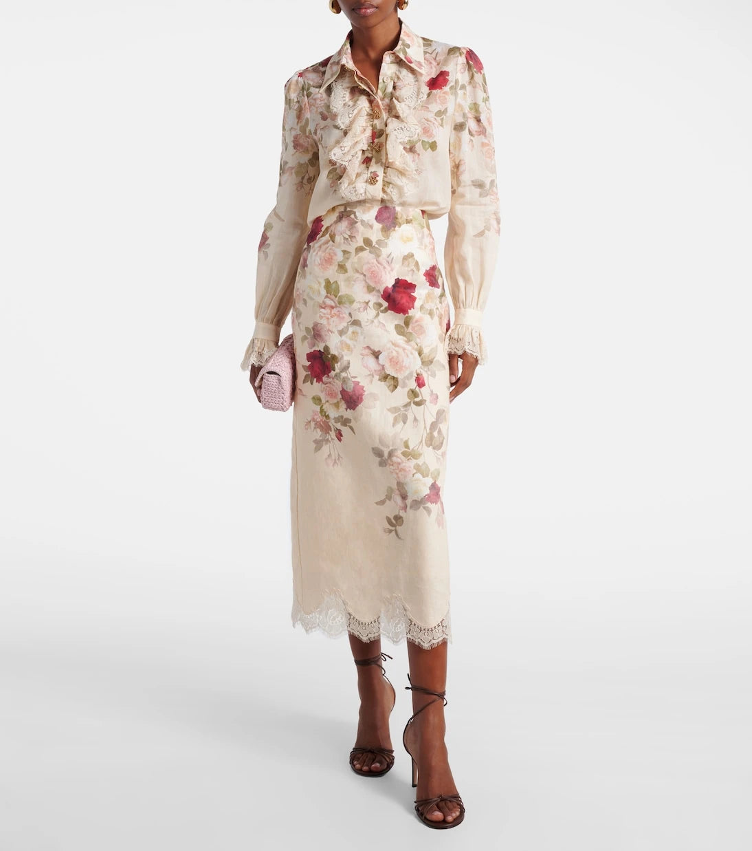 Zimmermann - Hypnotic floral linen pencil skirt