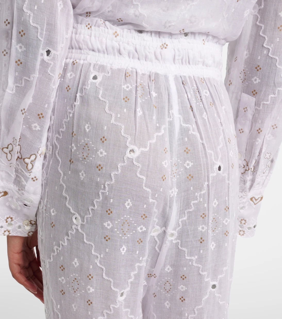 Juliet Dunn - Embellished cotton wide-leg pants