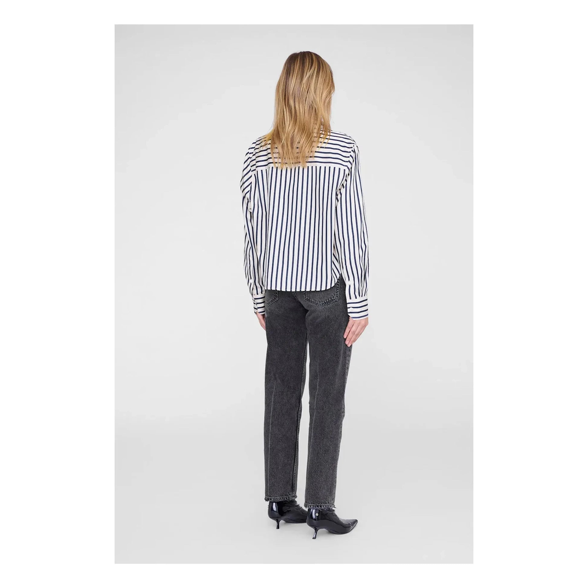 Anine Bing - Essie Striped Crop Shirt | Navy blue