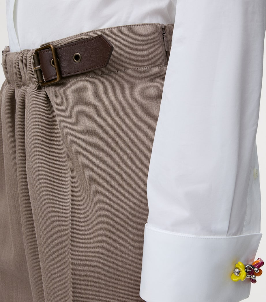 Nude Wool Buckled Shorts