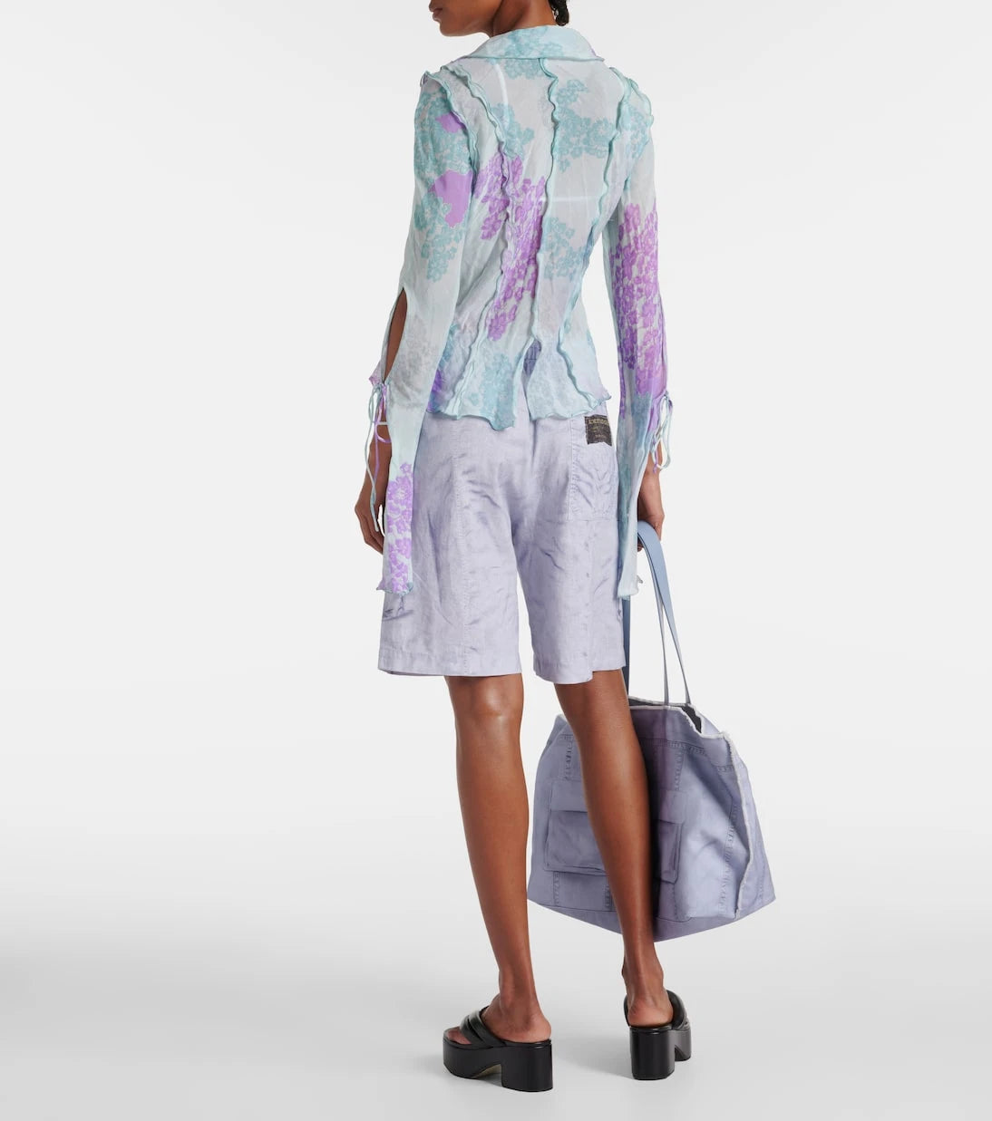 Acne Studios - Printed cotton and silk chiffon top