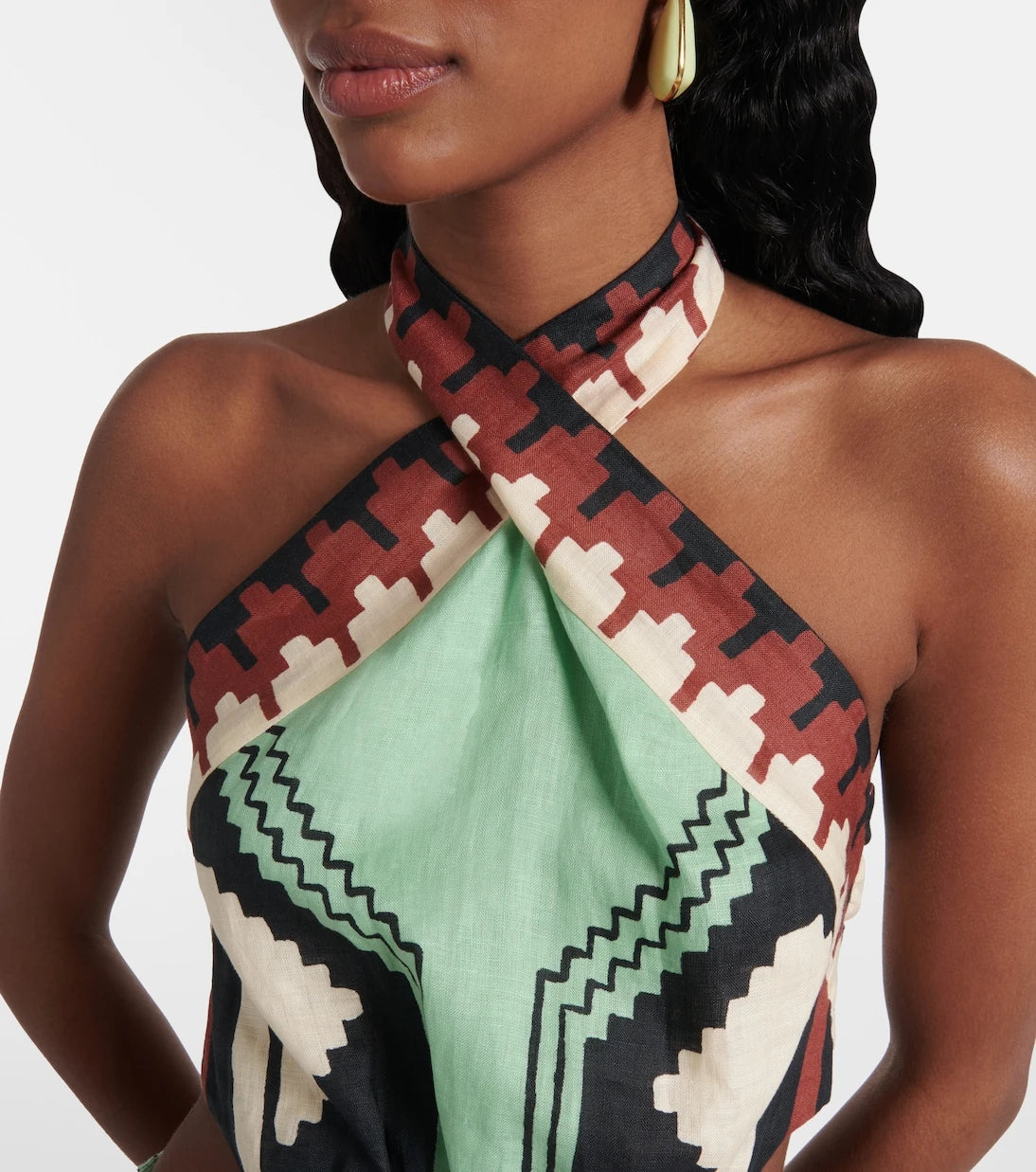 Johanna Ortiz - Printed halterneck linen minidress