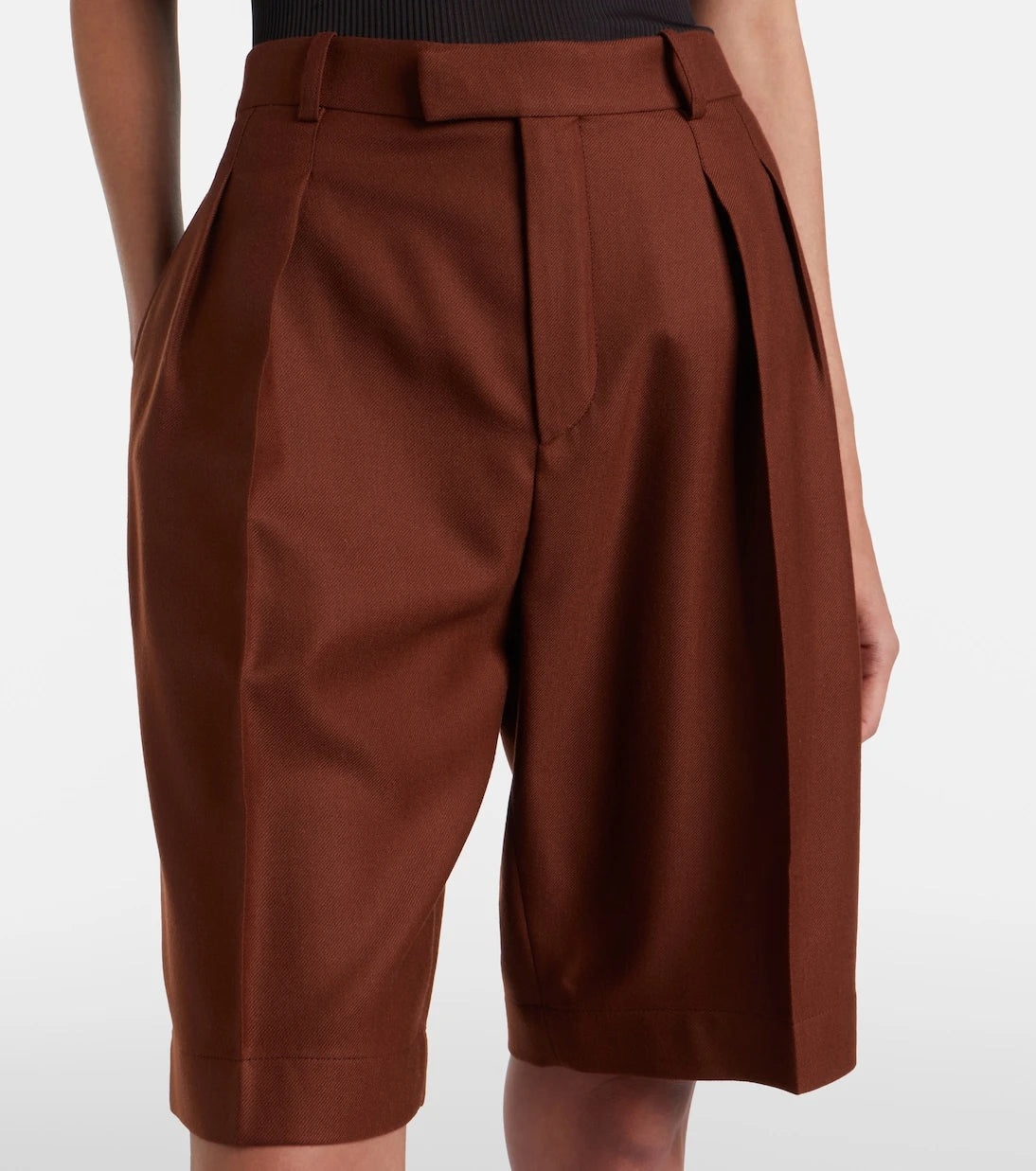 Saint Laurent - Pleated cashmere Bermuda shorts