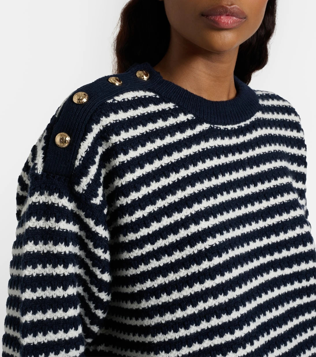 Ganni - Striped wool and cotton sweater