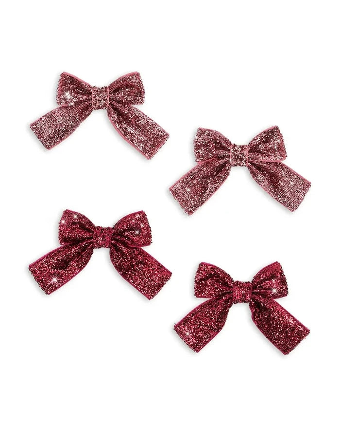 Konges Sløjd GLITTER BOW HAIR CLIPS (4 adet) Çocuk Saç Tokası