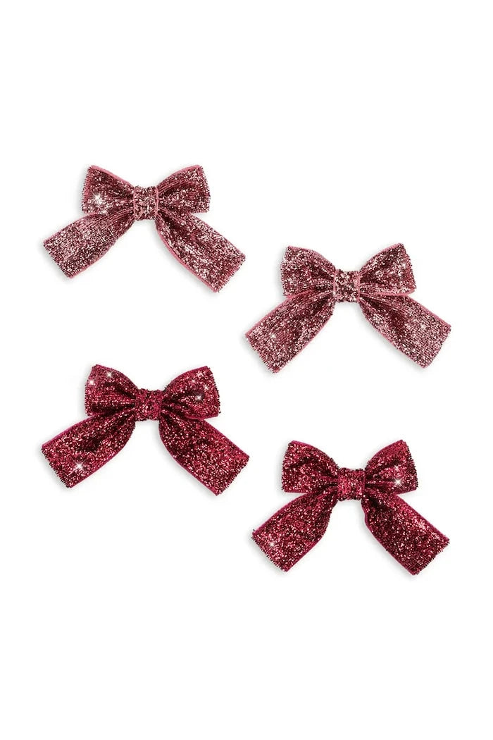 Konges Sløjd GLITTER BOW HAIR CLIPS (4 adet) Çocuk Saç Tokası