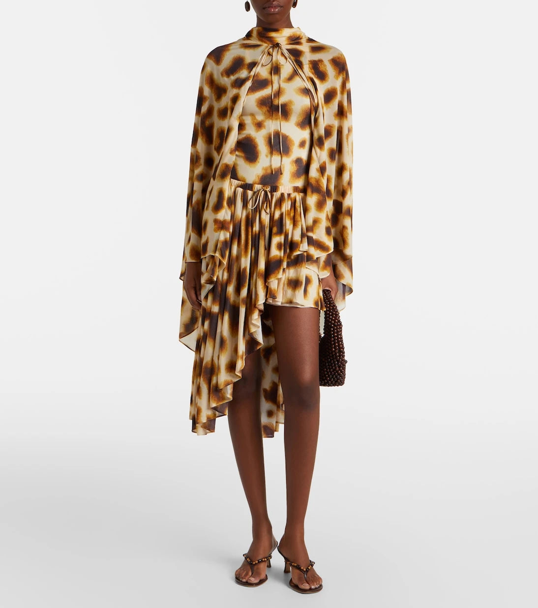 Christopher Esber - Gyre printed asymmetric caped minidress