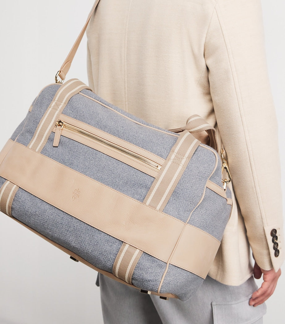 Wool Canvas Leather-Trim Gym Bag