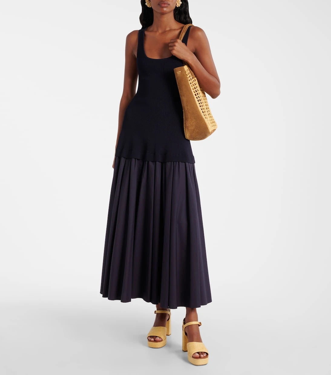 Staud - Jodie raffia and leather platform sandals